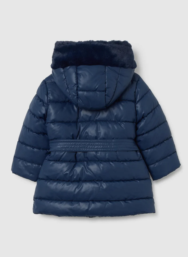 او في اس OVS Blue Padded Regular Fit Girls' Jacket With Hood And Zip